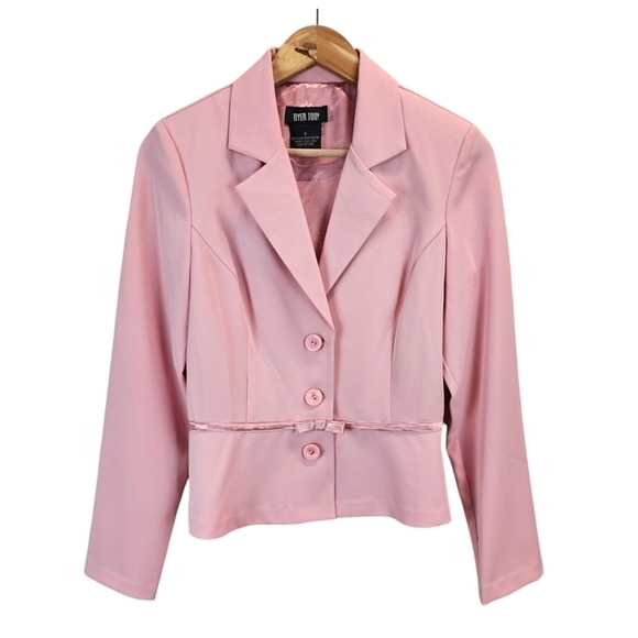 Vintage 90s Byer Too Bow 3 Button Blazer S Pastel Pink Coquette Y2K Soft Girl - Picture 2 of 12